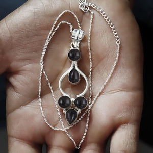 Pierre précieuse d'onyx noir meilleur design pendentif en argent sterling 925 cadeau de mariage parfait pour l'amour avec des bijoux estampillés 925 - Product Image 5