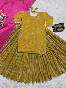 ชุดสูทแบบชาวปากีสถานของผู้หญิงชุดเดรสแบบชาวอินเดียชุดเดรสแบบชาวจอร์เจียสังเคราะห์หนักผ้าจอร์เจียทันสมัยปักลายจำนวนมาก - Product Image 3