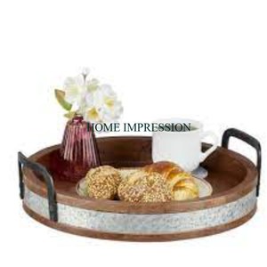 Plateau galvanisé de haute qualité de style récent avec poignées en métal Plateaux de service Revêtement alimentaire sûr pour comptoir de cuisine Table à manger - Product Image 3