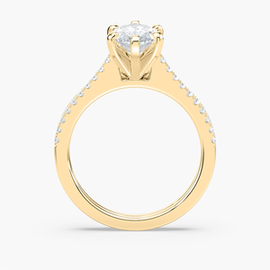Anillo de Compromiso con Diamante Cultivado en Laboratorio, Corte Marquesa, 2.50 CTW |   Bandas de Pavé |   Juego de Joyas de Oro Sólido de 14K para Novia - Product Image 4