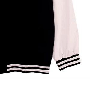 Vente en gros de vestes noires personnalisées teintes unies en laine mélangée pour hommes Jersey de sport surdimensionné Veste universitaire vierge à manches brodées - Product Image 2