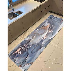 Alfombra de Mármol Gris y Dorado: Diseño Moderno con Tinta de Alcohol, Alfombra Delgada No Tejida - Product Image 5