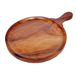 Wholesaler Natural Wooden Round <b>Pizza</b> Serving Tray with Handle for Kitchen Ware & Tabletop <b>Pizza</b> Serving <b>Peels</b> - Product Image 1