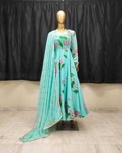 ชุดเดรสลายดอกไม้ Georgatte Maxi anarkali Maxi - Product Image 1