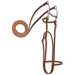 Arnés Cuero Po NY Brow Band Brida Hebilla de una sola mejilla Calzones Ajustable Western Headstall en Sunset Finish Training - Product Image 3
