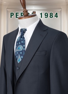 Costume d'affaires noir pour homme, simple boutonnage, col cranté, mélange de laine, infroissable, coupe classique, avec gilet - Product Image 5