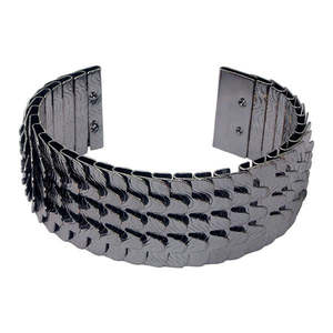 Kriaa Adjustable <b>Kada</b> Black Oxidised Plated Fine Beaded Bracelet 1402204C Model - Product Image 1