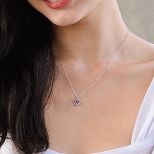 Heartfelt Lavender Amethyst Double Heart Pendant Necklace <b>Chain</b> <b>For</b> <b>Women</b> 925 <b>Sterling</b> <b>Silver</b> February Birthstone Cherish - Product Image 3