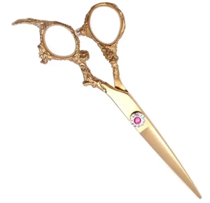 5.5 "มีดโกนหนวดสแตนเลสทนทานเครื่องมือตัดผมทำมือช่างตัดผมกรรไกรเคลือบกระดาษดอกไม้ - Product Image 2