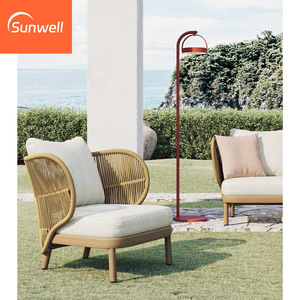 Ensemble <span class=keywords><strong>de</strong></span> canapés d'extérieur portables modernes en bois <span class=keywords><strong>de</strong></span> teck massif et corde tressée pour <span class=keywords><strong>jardin</strong></span>, patio, balcon, parc, hôtel, <span class=keywords><strong>salon</strong></span>, cour - Product Image 4