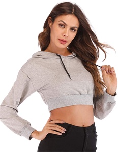 Casual Oversized High Quality Casual Women Cropped Hoodies Custom Label Crop <b>Top</b> Hoodies Women Crop <b>Top</b> Hoodies - Product Image 4