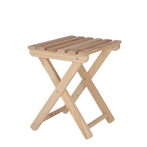 WELL HOME Taburete de Pescador de Madera Sin Barnizar, Silla de Jardín 33x22x36 cm - Product Image 3