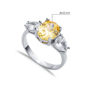 Oval Citrine Pear CZ Stone Wholesale Turkish Handmade 925 Sterling Silver Cluster <b>Rings</b> for Women - Product Image 2