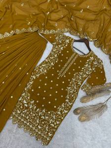 Ensemble haut-plazzo et dupatta moderne de qualité supérieure, brodé, réversible, entièrement cousu, prêt à porter - Product Image 4