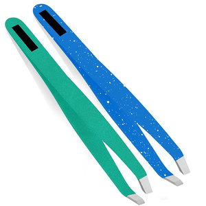 Pince à épiler à sourcils couleur bleu/vert outils de levage de cils pointe outils d'extension de cils pince à épiler maquillage acier inoxydable - Product Image 1