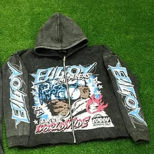 ชุดวอร์มขอบดิบสำหรับผู้ชายชุดวอร์มผ้าดิบเย็บแบบมีซิปพิมพ์ลายแบบกำหนดเอง - Product Image 3