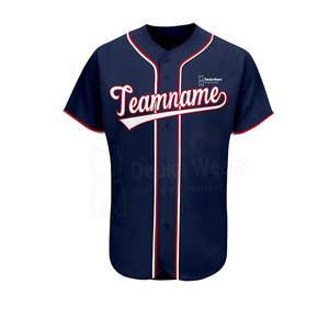 Maillots de baseball à boutons complets sublimés imprimés sur mesure 100% tissu en maille de polyester numéro de nom personnalisé respirant à séchage rapide - Product Image 4