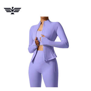 Conjunto Deportivo Transpirable para Mujer con Cierre Frontal y Logotipo, Chaqueta Deportiva Elástica y Leggings de Cintura Alta - Product Image 1