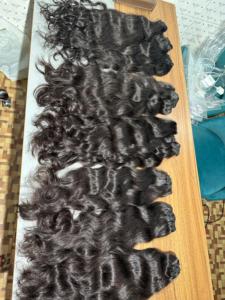 Precio de Fábrica al por Mayor Extensiones de Cabello Indio Natural Ondulado Virgen con Doble Trama y Cabello de Templo de Donante Único - Product Image 3