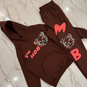 Conjunto Casual de Dos Piezas para Mujer de Invierno, Estampado Animal, Estampado Puff, 100% Algodón de Punto, con Capucha, Antibolitas, Transpirable, de Secado Rápido - Product Image 2