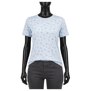 Camiseta de algodón estampada para mujer, informal, de manga corta, cuello redondo, camiseta gráfica de verano para mujer, venta al por mayor - Product Image 1