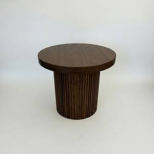 Mesa de Centro Cuadrada con una Pata de Columna, Diseño Moderno, Acabado Marrón Oscuro, Muebles para el Hogar - Product Image 2