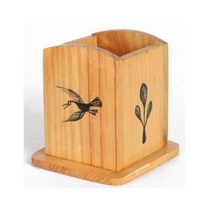 Creaciones Portalápices geométrico para escritorio Mesa de oficina elegante de madera Soporte de taza de lápiz Bonito de madera - Product Image 5