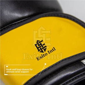 Gants de boxe durables noirs et dorés personnalisables avec votre propre logo pour la pratique des arts martiaux - Product Image 6