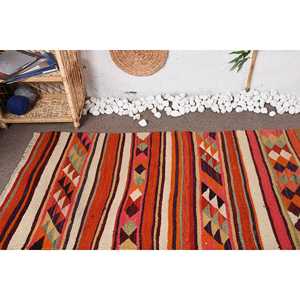 2.7x9.4 ft Turkish <b>Runner</b> <b>Rug</b>, Vintage Orange Camouflage <b>Rug</b> - Product Image 5