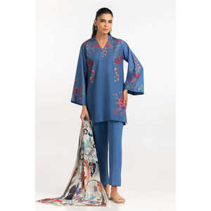 Costume en satin brodé en cambric 3 pièces avec écharpe IPST-SCF-77403 - Product Image 1