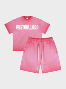 Conjunto de camiseta y pantalones cortos de gran tamaño con lavado ácido, ropa de calle de verano Vintage con logotipo personalizado, ropa al por mayor para hombres - Product Image 6