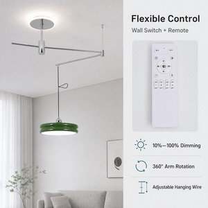 Modern Iron <b>Chandelier</b> With Dimmable Remote Control Adjustable Height For Dining Room Living Room Indoor Led <b>Lighting</b> - Product Image 2