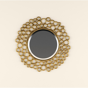 Espejo de Pared Moderno con Burbujas Doradas, Espejo Decorativo Redondo de Metal Hecho a Mano, Diseño Único con Anillo de Hierro con Acabado Dorado, Decoración para el Hogar - Product Image 1