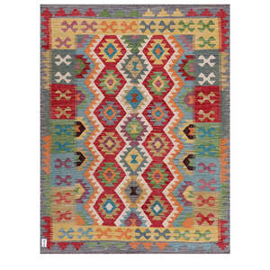 Alfombra Kilim de Maimana, Afganistán, 200 x 156 cm, Artesanía Textil y de Telas - Product Image 1