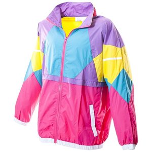 Veste coupe-vent légère à blocs de couleurs pour hommes et femmes imperméable avec fonction de taille plus Vente en gros Vintage Retro 80s 90s - Product Image 1
