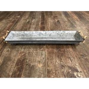 Elegante bandeja de servicio de metal galvanizado de diseño rústico, ideal para decorar cocinas de granja modernas o servir a los invitados - Product Image 3