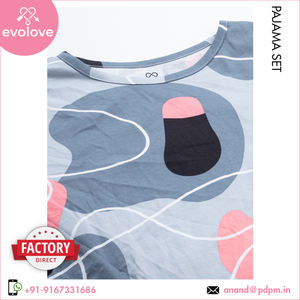 แขนครึ่งผู้หญิงความยาวเต็มของผู้หญิงสวมใส่กลางคืนชุดนอนถักชุดนอนสองชิ้นชุดสําหรับผู้ซื้อขายส่ง - Product Image 4