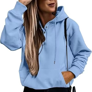 เสื้อสเวตเตอร์แขนยาวทรงหลวมหนาลำลองของผู้หญิงผ้าฟลีซผ้าฝ้าย100% มีกระเป๋าฤดูหนาว - Product Image 1