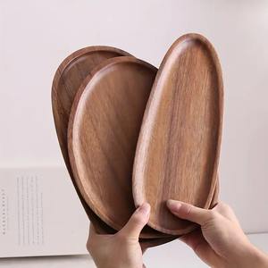 Offre spéciale Assiettes en bois naturel fabriquées à la main Assiettes en bois massif Ensembles de vaisselle pour la maison et le restaurant - Product Image 3