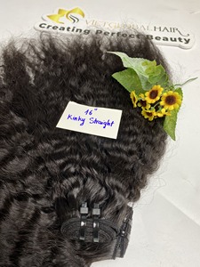 Venta al por mayor 100% Raw Vietnamita Kinky Straight Weft Extensiones de cabello Calidad Premium Color Claro Directo de Fábrica - Product Image 5