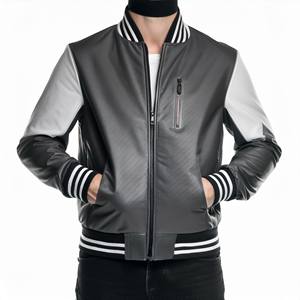 Veste universitaire en toile noire de luxe personnalisée hommes logo avant respirant hiver Letterman Chicago Style - Product Image 1