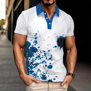 2025 hommes POLO chemise revers, boutons, Patchwork imprimé hommes à manches courtes décontracté sport vêtements pour hommes - Product Image 6