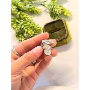 Navajo Handmade <b>Statement</b> <b>Ring</b> Kingman Turquoise & Sterling <b>Silver</b> Size 8.25 Gemstone Inlaid Natural Stone for Everyday Wear - Product Image 5
