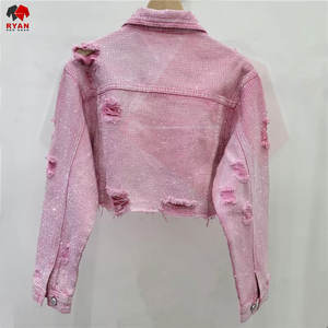 Veste en jean pour femmes tendance, manches longues, boutonnée sur le devant, coupe ajustée, fabricant en gros - Product Image 6