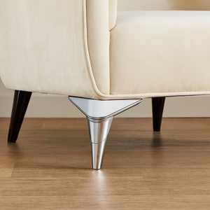 Base de Patas para Muebles Contemporáneas de 19 cm, Triangulares, de Plástico Blanco de Lujo, con Tiras Cromadas, Fácil Instalación - Product Image 3