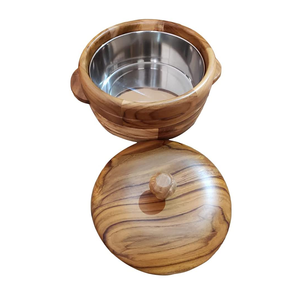 Casserole de service en bois Pot fleur martelée conception fournitures alimentaires vaisselle décoration hôtel restauration utilisation - Product Image 5