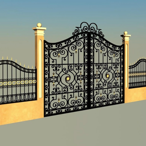 Enhance Home Security with Beautiful Iron and Steel Gates & Boundary <b>Walls</b> Security Fences 3D Models - Product Image 3