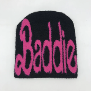 Gorro de invierno unisex de alta calidad, gorro de punto con bordado de piel corta a la moda, gorro de calavera fabricado para escena de viaje - Product Image 4