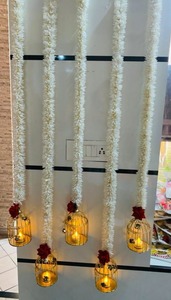 Jasmin artificiel traditionnel avec bougeoir Rose & T-Light suspendu pour mariage Diwali Eid décoration Pooja Mandir toile de fond - Product Image 2