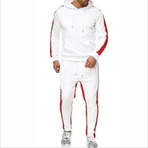 Venta caliente Sudadera con capucha para hombre con tira de contraste de color traje deportivo con color sólido en blanco Jumper Logo personalizado - Product Image 4